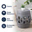 Lucky Coins - Tabouret de jardin 16 po avec cercles en céramique gris mat contemporain à découpes entrelacées, table d'appoint d'intérieur et d'extérieur, siège et support pour plante-2081205140