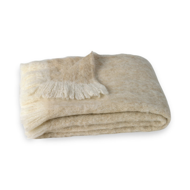 Brushed Alpaca Wool Throw, Sand