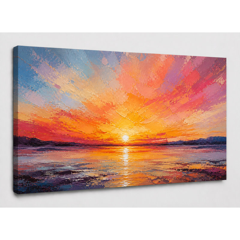 Grande toile abstraite de lever de soleil sur toile, ciel dramatique moderne, salon, chambre à coucher, bureau, impression sur toile 24 x 36 pouces - prête à être accrochée