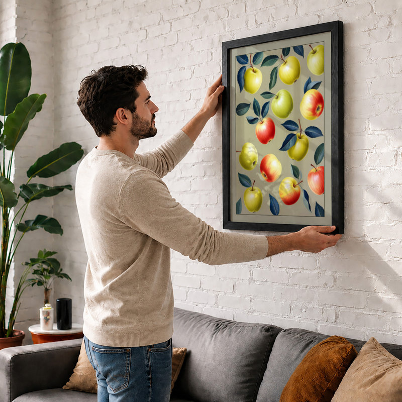 Autumn Harvest Arrangement Botanical - Framed Print, A1 - 84.1 x 59.4 cm, White