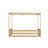 Full Size Canopy Frame Rubber Wood Floor Bed With Fence,Guardrails,Natural