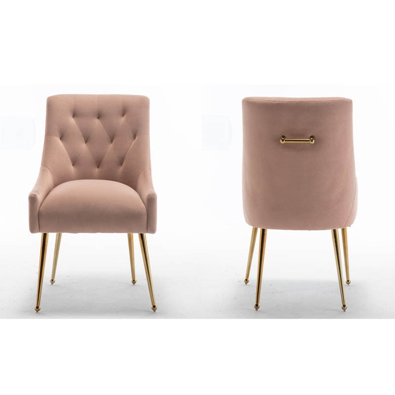 Baudel 19.6'' H Tufted Velvet Upholstered Side Chair, Pink 