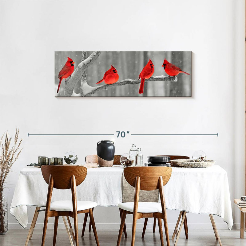 Cardinal Birds, reproduction sur toile, H 18 po x l 54 po x P 1,25 po