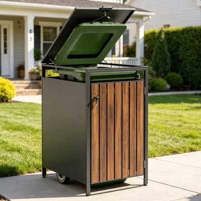 2.49 W × 3.22 D × 4.21 H Ft.galvanized Steel Horizontal Garbage Shed