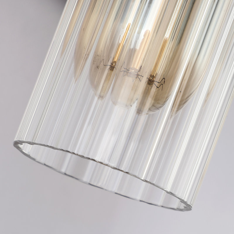 33 in. 5-Light Black and Brass Bathroom Vanity Light with Clear Glass Shades for Bathroom