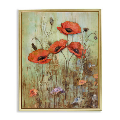 «Rustic Red Poppies» par Enrico Mcgarrigle - reproduction de cadre flottant sur toile