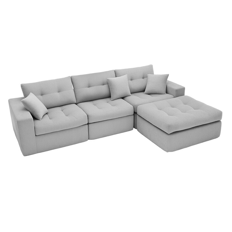 Compression Sectionals Corduroy 113 Inch Modern L Shaped Home Seating
