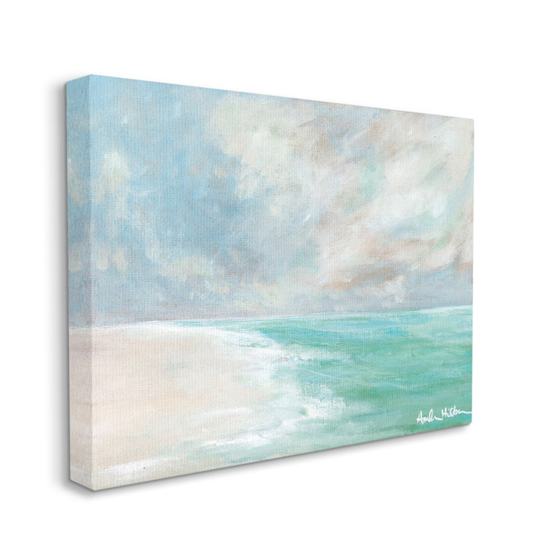 «Peaceful Beach Foam Shore Scenery Floater», art mural par Amanda Hillburn, H 16 po x l 20 po x P 1,5 po, Toile tendue