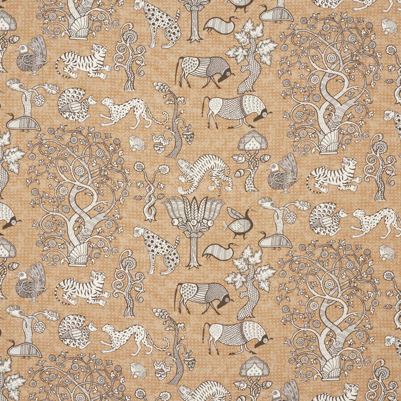 Tissu Animalia, Carbone / terre de sienne