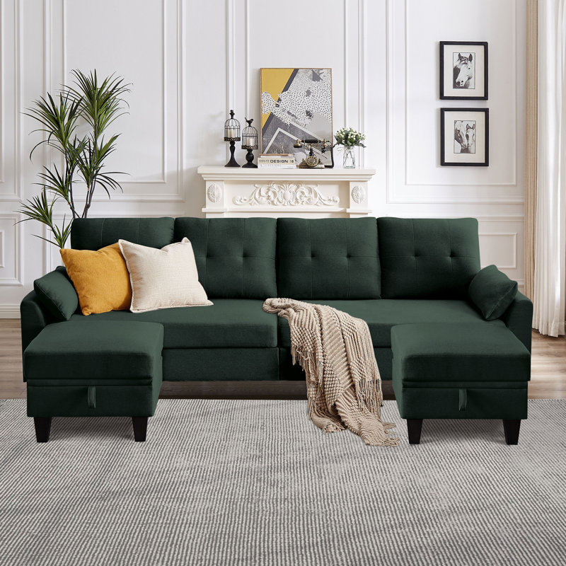 Canapé modulaire rembourré 3 pièces Kurumi, Polyester vert