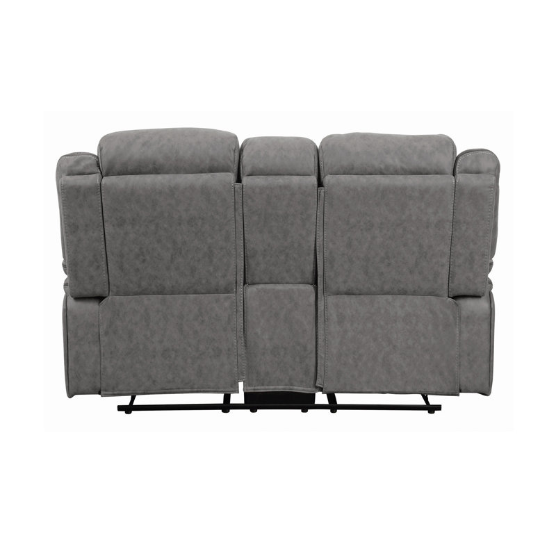 3 Piece Reclining Living Room Set, Gray Polyester Blend