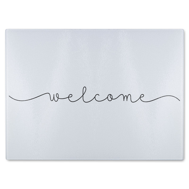 Text Welcome Designer Glass Chopping Board