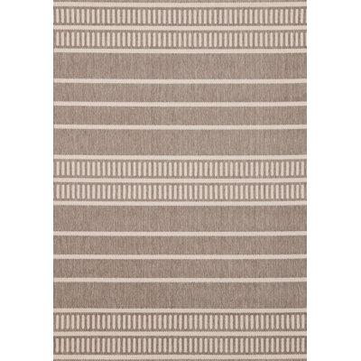 Ody Cream Greige Striped Indoor Outdoor Rug