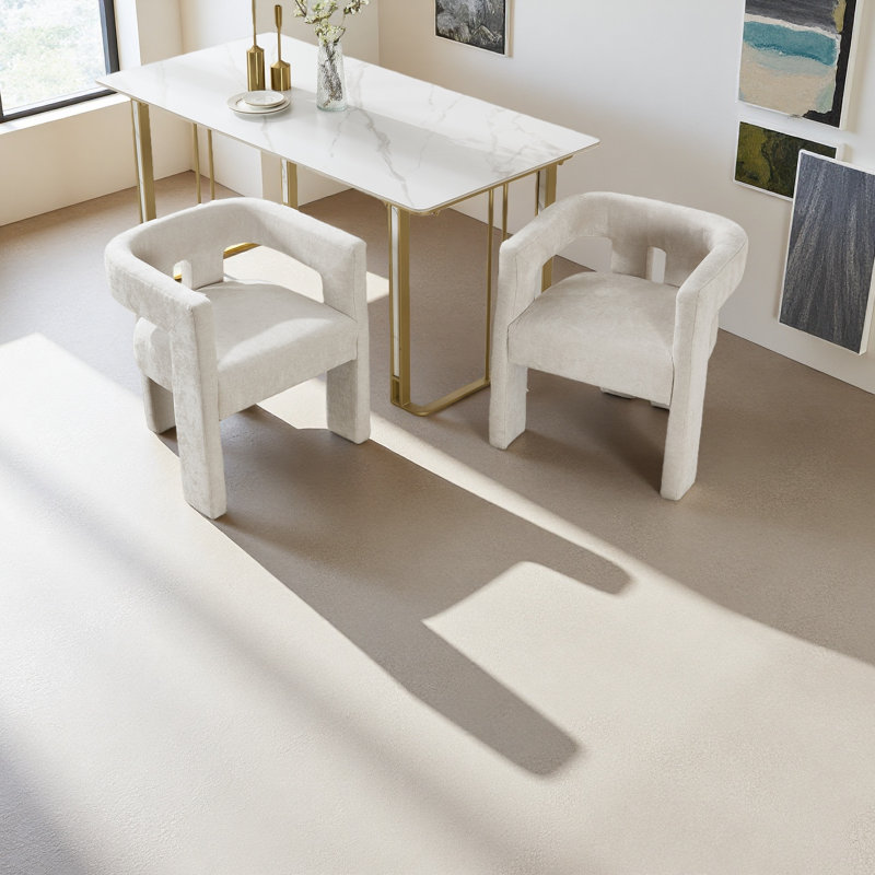 Chaise rembourrée en tissu avec chaises d'appoint et chaises de salle à manger pour salon 2PC / ENSEMBLE, Beige