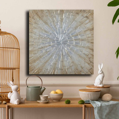 Toile abstraite moderne Golden Veil - 27,6 po x 27,6 po