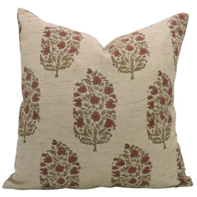 Housse de coussin Boho Block Print, housse de coussin en lin fait à la main 16 po x 16 po, taie décorative de couleur rouge Home Decor Virat