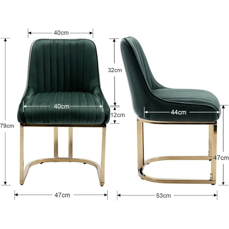 47cm H Velvet Upholstered Metal Accent, Green