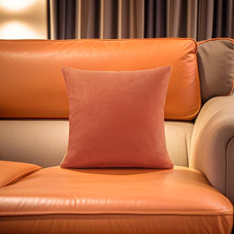 Velvet Feel Chenille Scatter Cushion Cover, Orange, 55 cm x 55 cm
