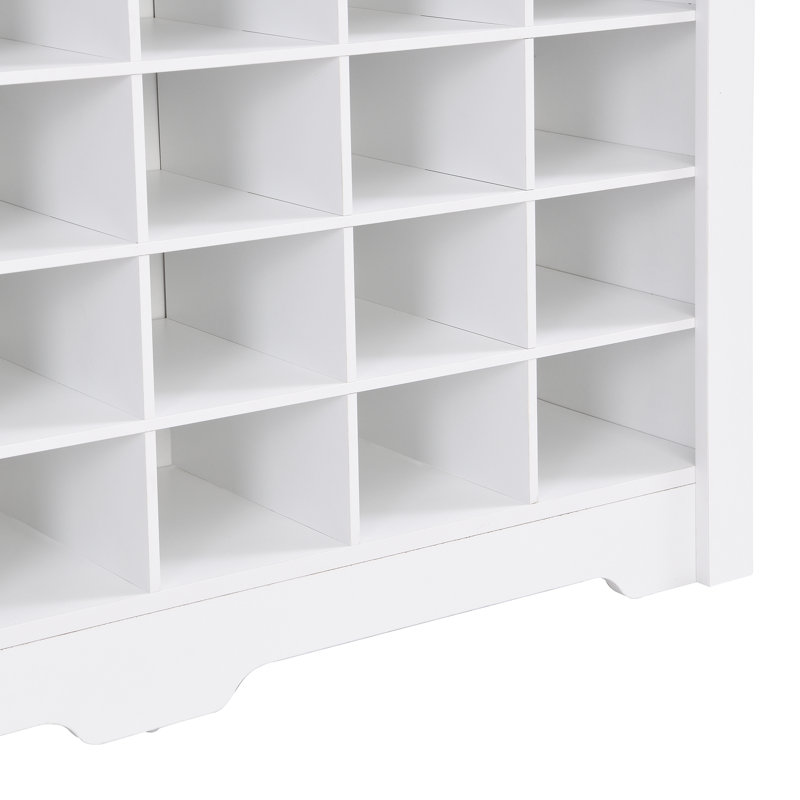 Range-chaussures, console à 24 casiers au design élégant ON-TREND, armoire à chaussures moderne avec base incurvée, buffet polyvalent de haute qualité pour couloir, chambre à coucher, salon, blanc