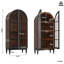 Arched Display Cabinet – 165cm, Fluted Glass Doors, 3 Tiers, Dark Green or Walnut-135778001