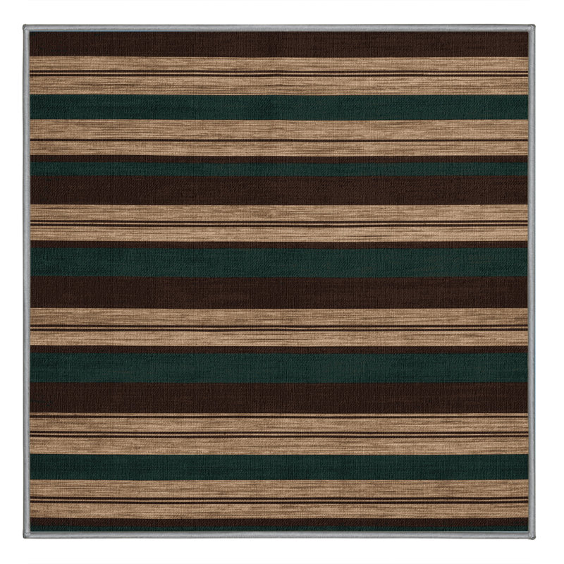 Tapis brun à rayures horizontales lavable à la machine, Carré 7 pi