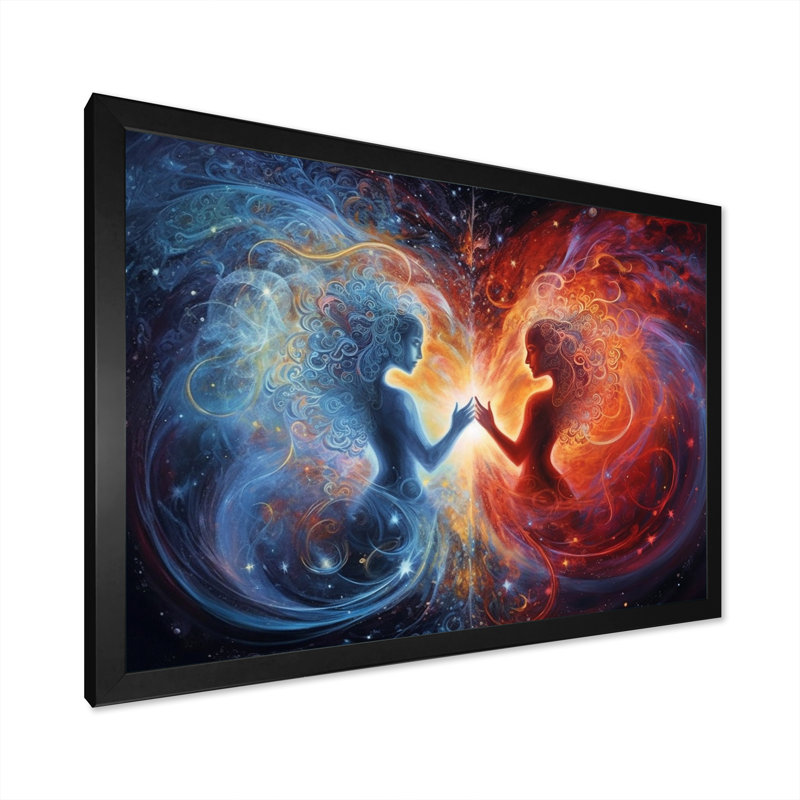 " Twin Flame Divine Love ", Black Single Picture Framed, 16" H x 32" W x 1" D