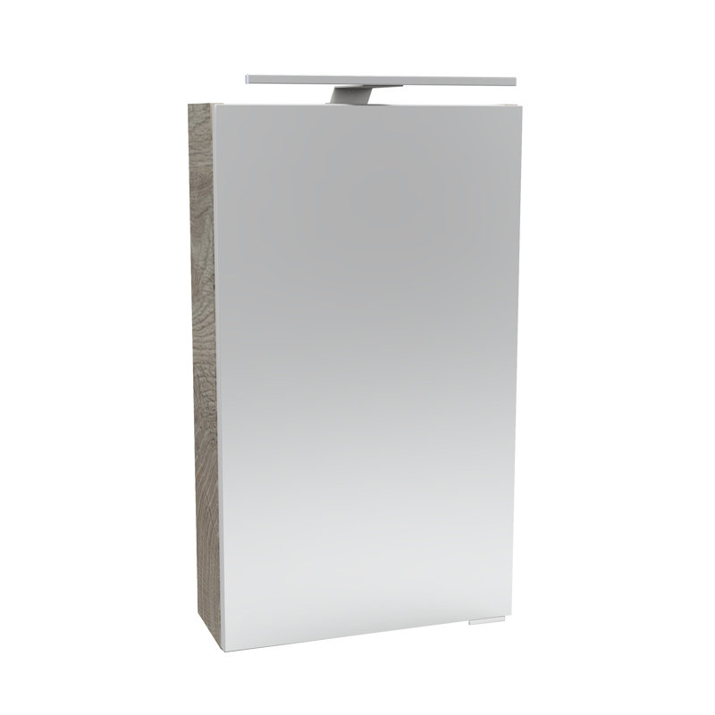 Surface Mirrored Bathroom Cabinets with Mirror and 2 Adjustable Shelves, Left stop, Nature