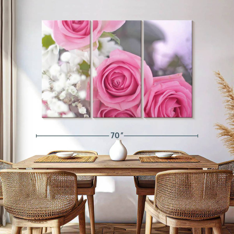 Harnek en fleurs rose clair, H 24 po x l 38 po
