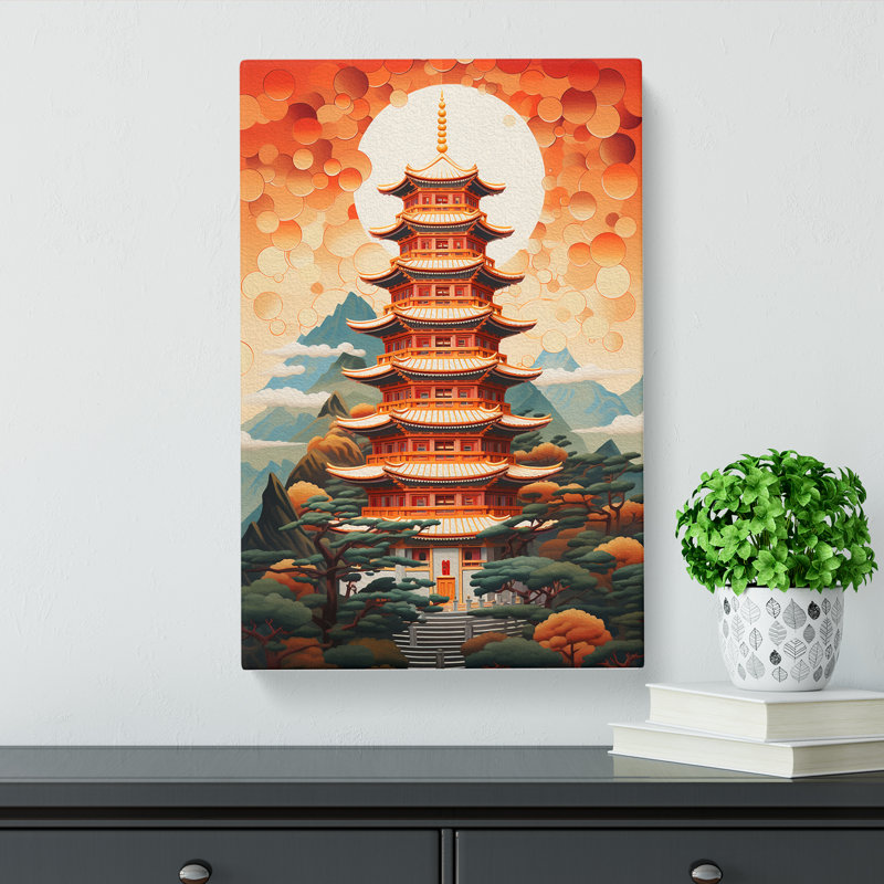 Pagoda Geometric - Wrapped Canvas, 50cm H x 35cm W x 3cm D