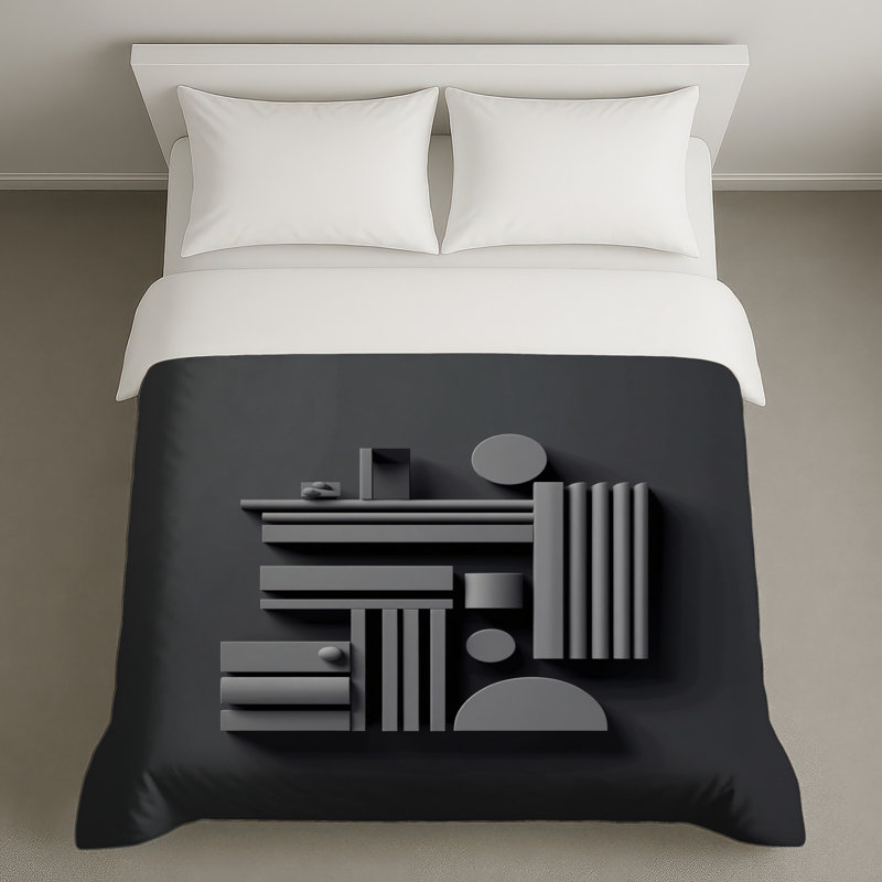 Gray Geometric Shapes Duvet Covers, Twin