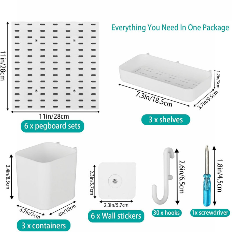 Plastic Wall Organizer with Wall Baskets