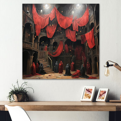 Rouge et noir, théâtre dramatique expressionniste - art mural en métal