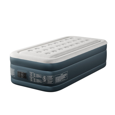 Gray & White Air Mattress With Built-In Pump Comfort Blow Up Mattress by Alwyn Home