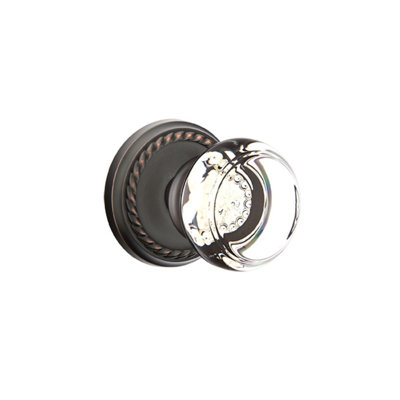 Ensemble de faux boutons Emtek avec rosette en corde et bouton en verre Georgetown