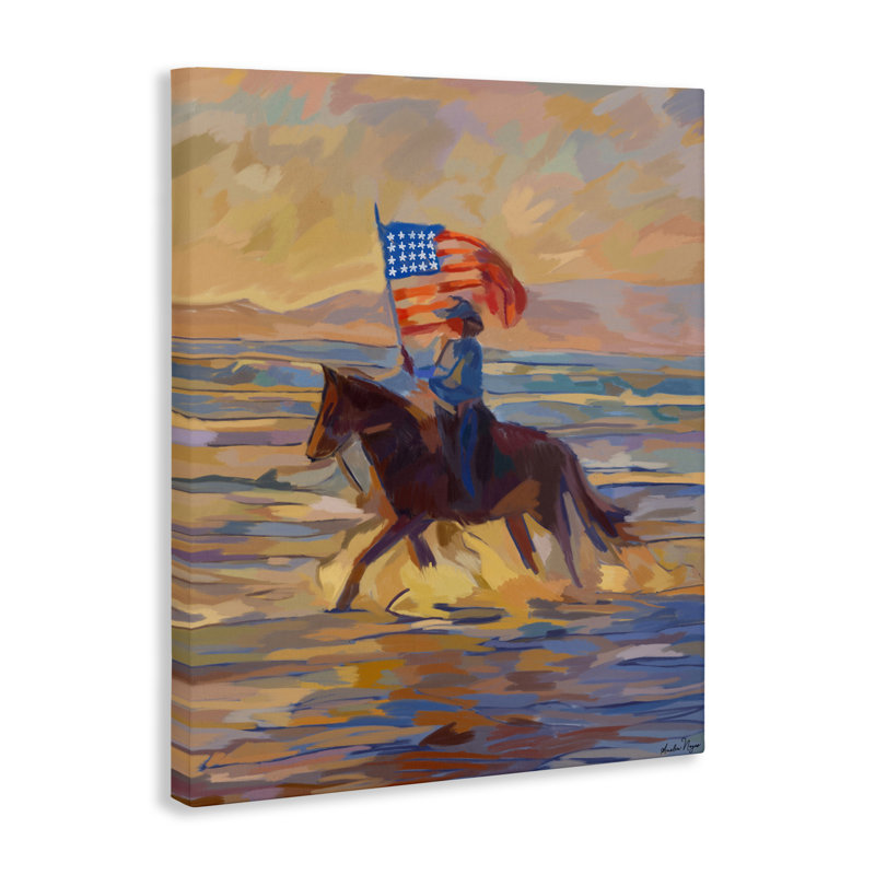Toile abstraite American Cowgirl, design par Amelia Noyes, H 30 po x l 24 po