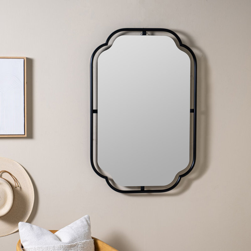 Sebastian Wall Mirorr, Matte Black, 34" H x 22.25" W