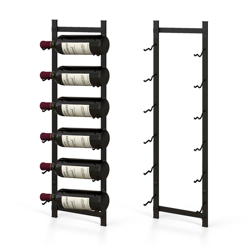 Support à vin à fixation murale 9 bouteilles noir, H 29 po x l 8,5 po x P 5,5 po