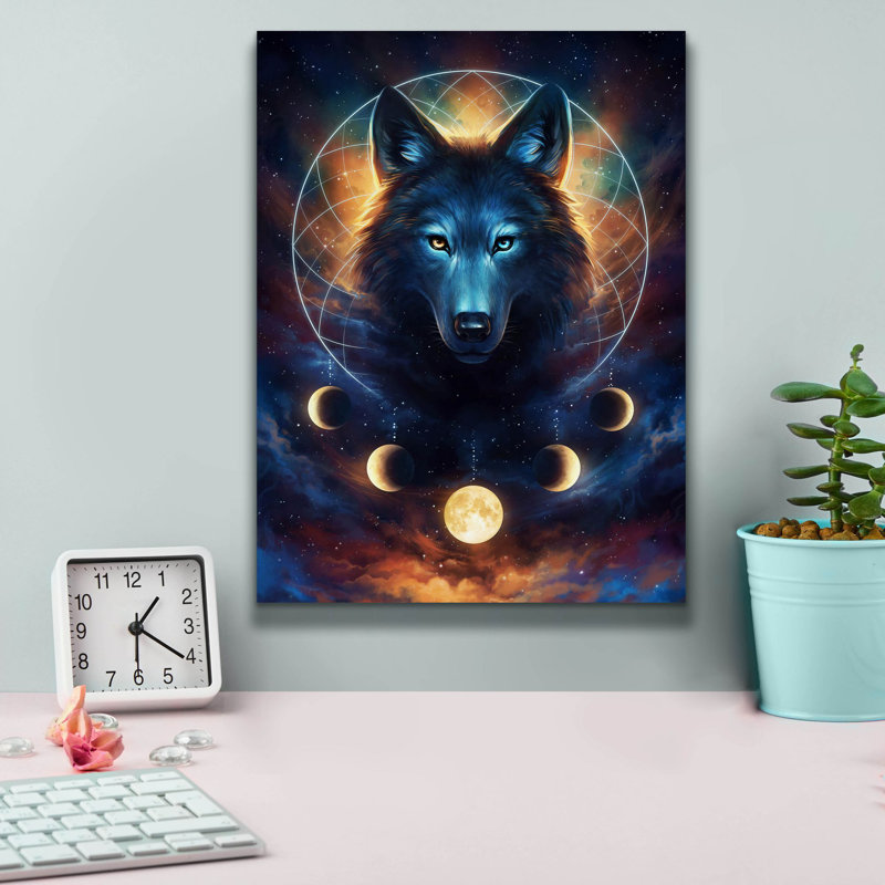 Damber Dream Catcher Wolf par JoJoes Art, H 16 po x l 12 po x P 0,75 po