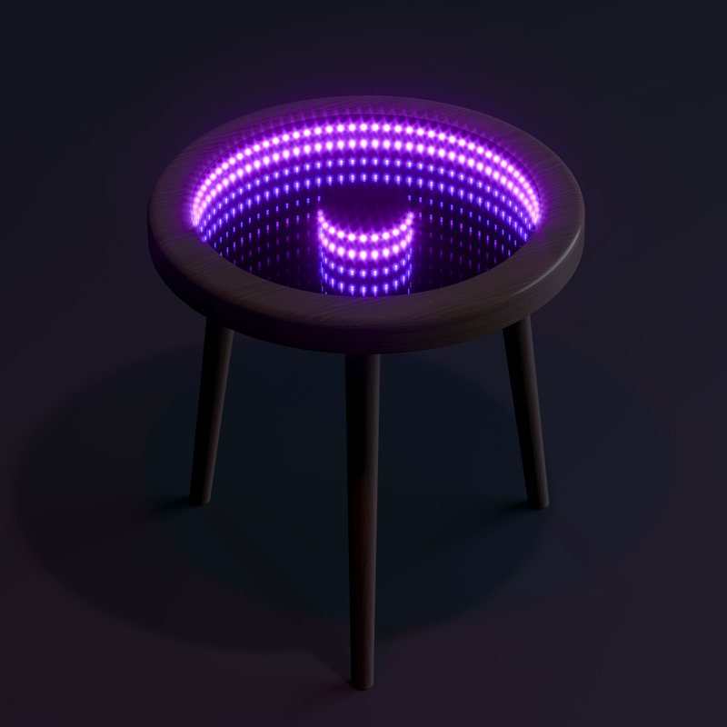 Table basse Infinity Mirror, Noir, Brun