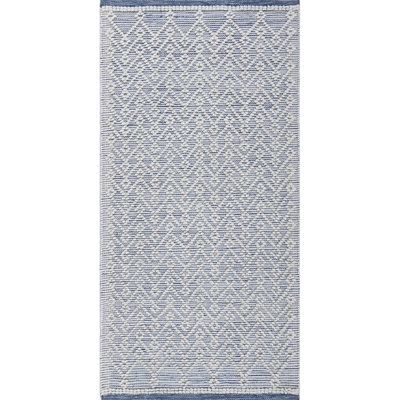 Global Recycled Standard Pearly Hand-Woven Loop Pile Recycled Rug Denim Blue