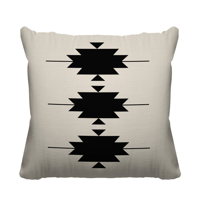 Coussin décoratif intérieur / extérieur Paco Southwestern, L 19 po x H 19 po, Noir