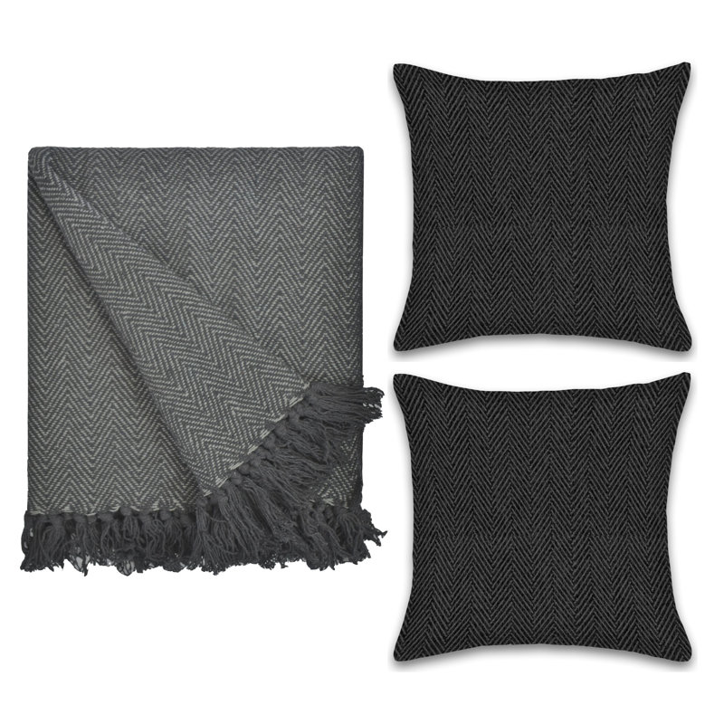 Jeté en coton Fowlkes, Noir