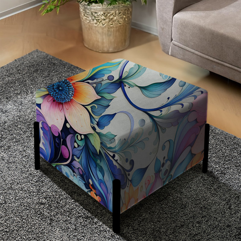 Watercolor Delight - motif cachemire - repose-pieds carré à motif cachemire