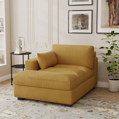 Chaise longue rembourrée avec coussin et pieds en bois massif l 42 po Stoneville