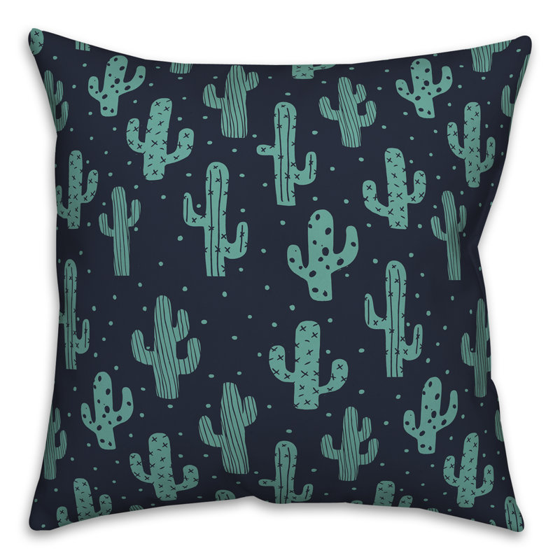  Coussin Cactus, 18 po x 18 po, Noir