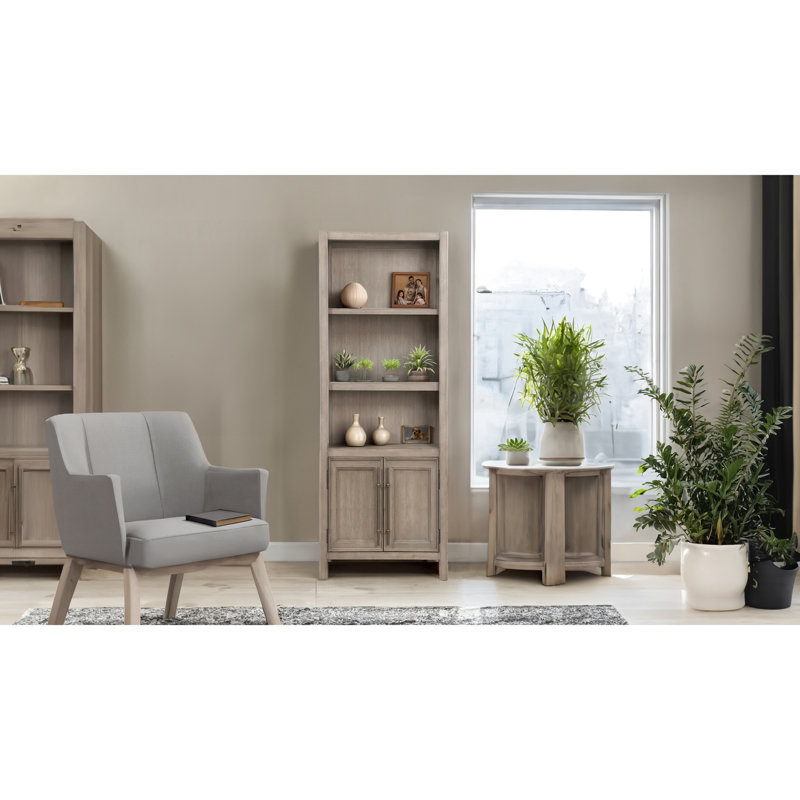 Bibliothèque sans assemblage, 75 po x 24 po x 14 po, finition chêne blanc, 3 tablettes, tablettes de tiroir 75 po x 14 po x 24 po,