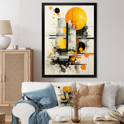 Yellow And Black Radiant Geometry Collage II - Abstract Collages Wall Art