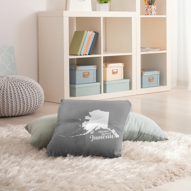 Reversible Throw Pillow, 30" H x 30" W, Gray, Juneau/Alaska