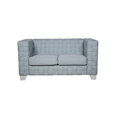 Causeuse en chenille clair et sarcelle clair