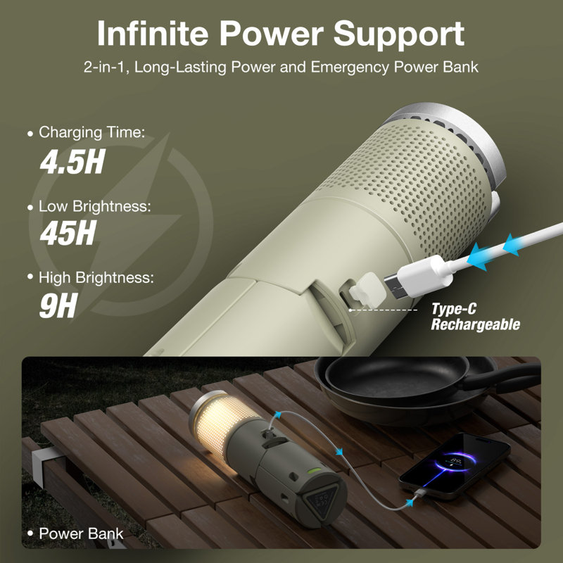Lumières de camping télescopiques et pliables gris, Beige